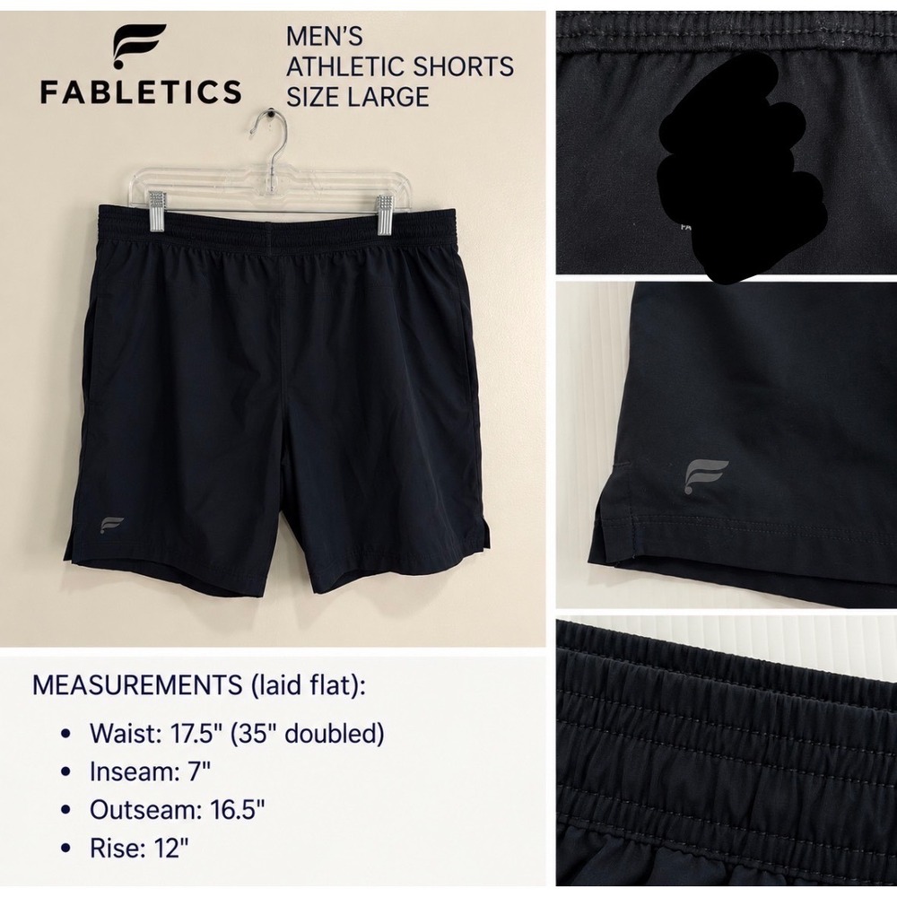 Fabletics Mens Fundamental Shorts Black Lined Athletic Training Gym L